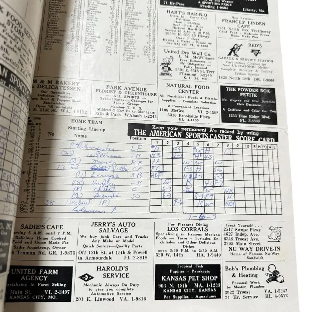 RARE 1959 THE AMERICAN SPORTS CASTER BASEBALL PROGRAM # 12 - WASHINGTON SENATORS
